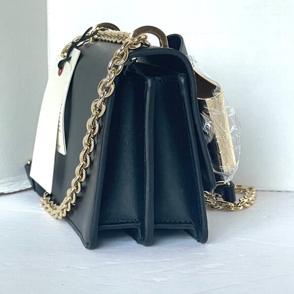 Ted Baker Ted Baker Livia Crossbody Black Small Leather Convertible Gold Chain - Picture 7 of 9